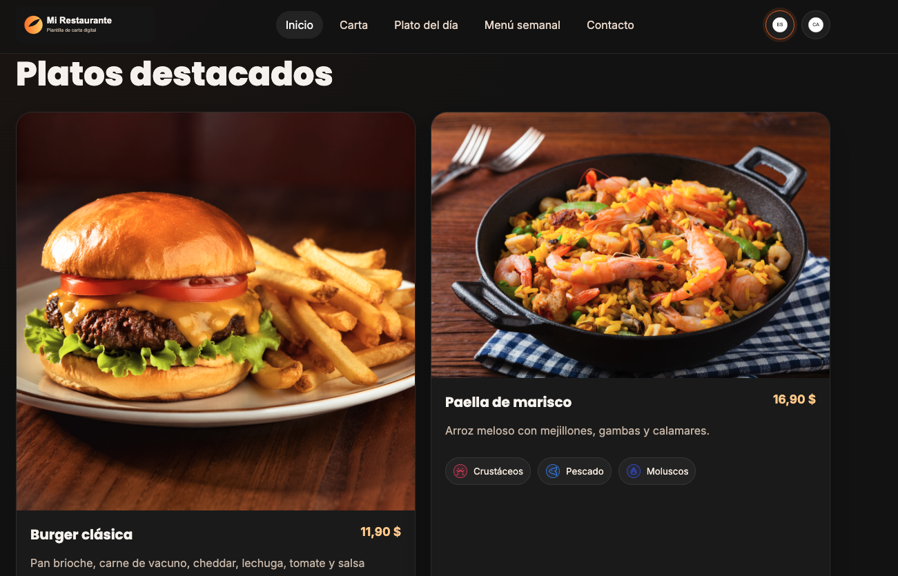 Sistema para Crear cartas QR para Restaurantes