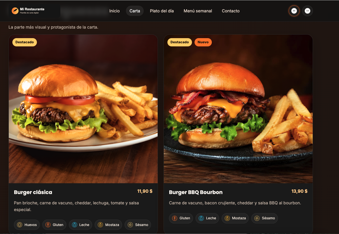 Sistema para Crear cartas QR para Restaurantes