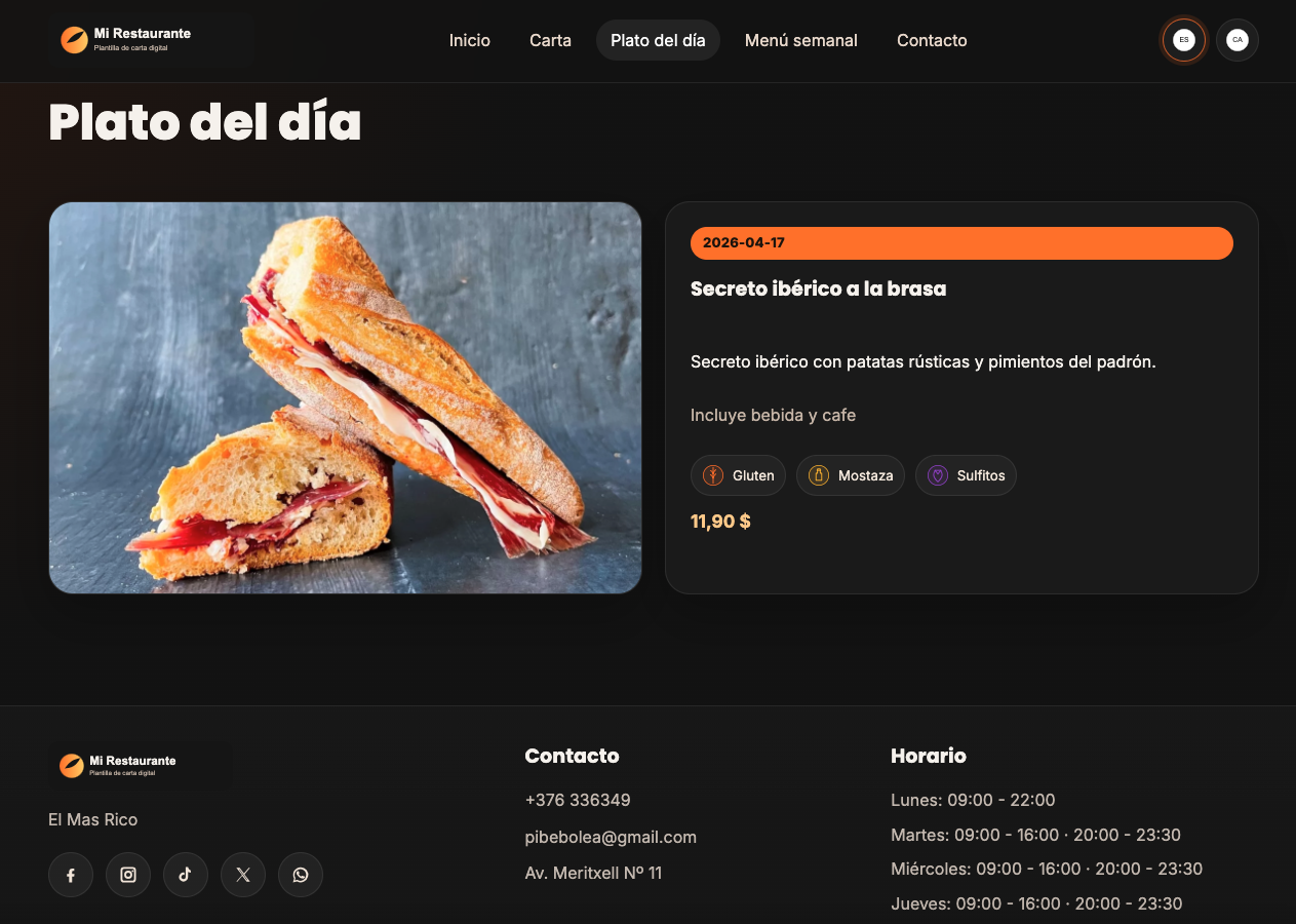 Sistema para Crear cartas QR para Restaurantes