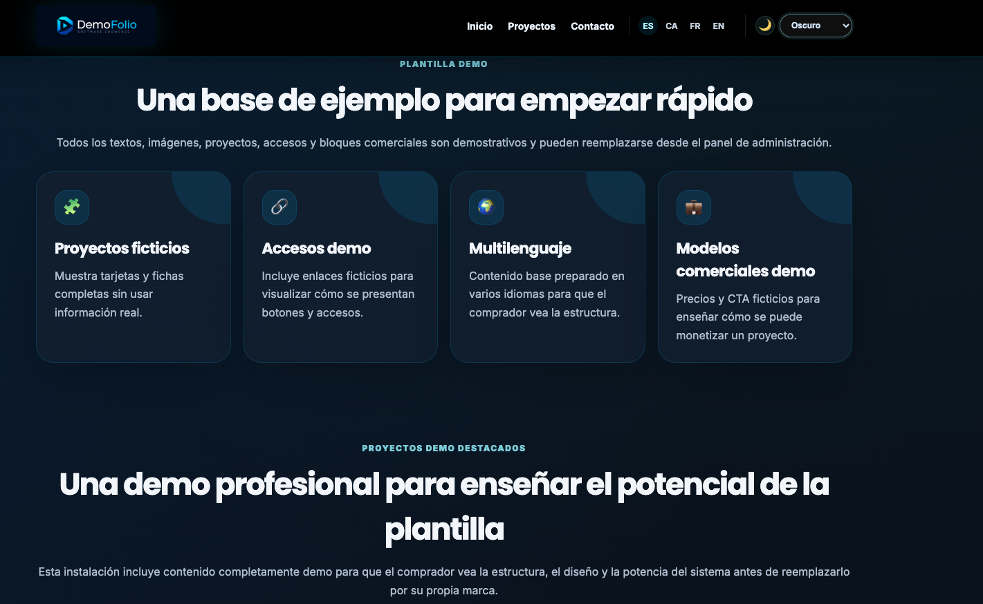 Plantilla Web Portfolio Comercial de Sistemas Demo
