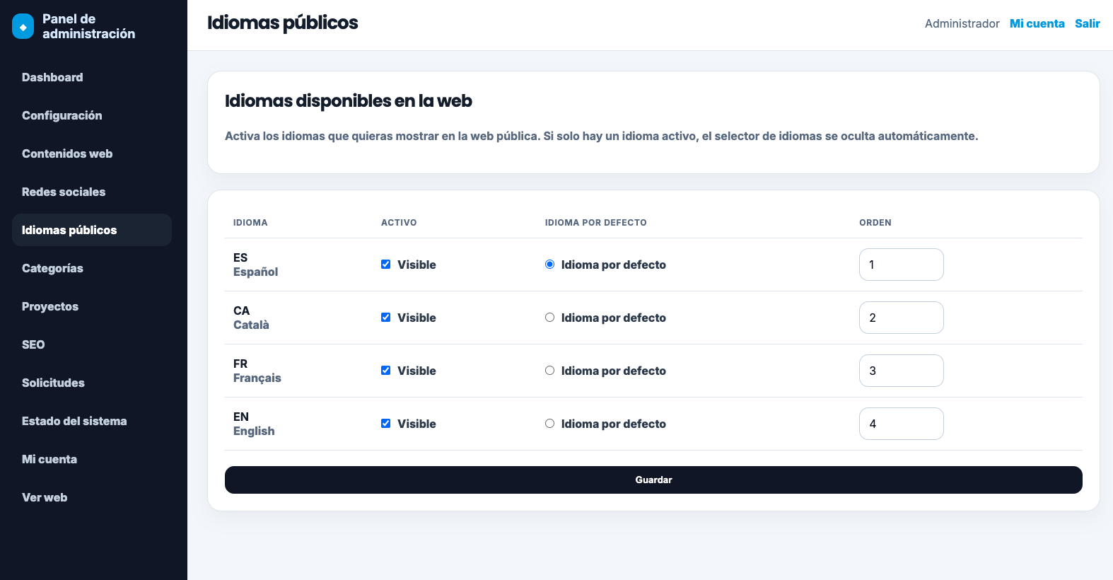 Plantilla Web Portfolio Comercial de Sistemas Demo