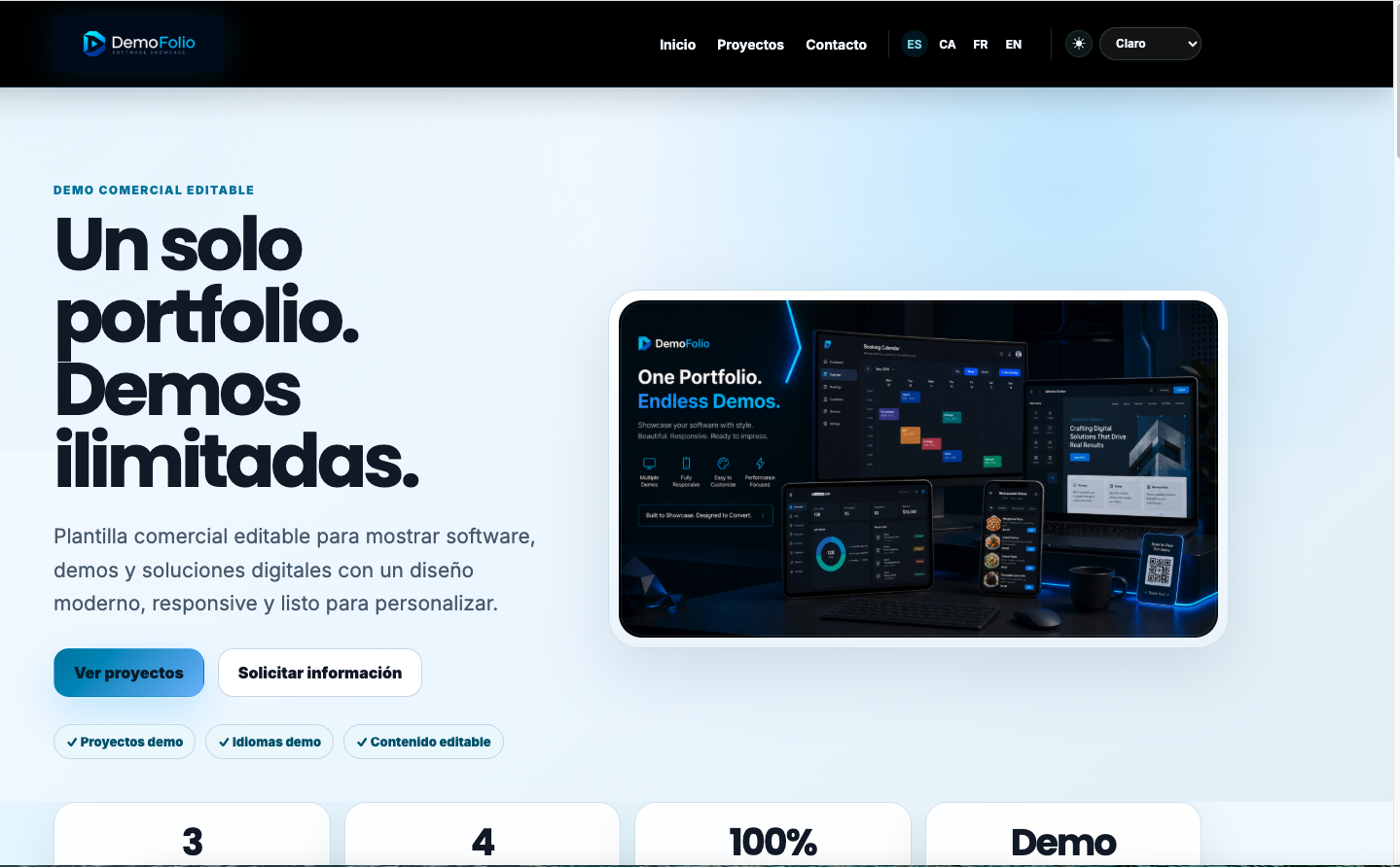 Plantilla Web Portfolio Comercial de Sistemas Demo