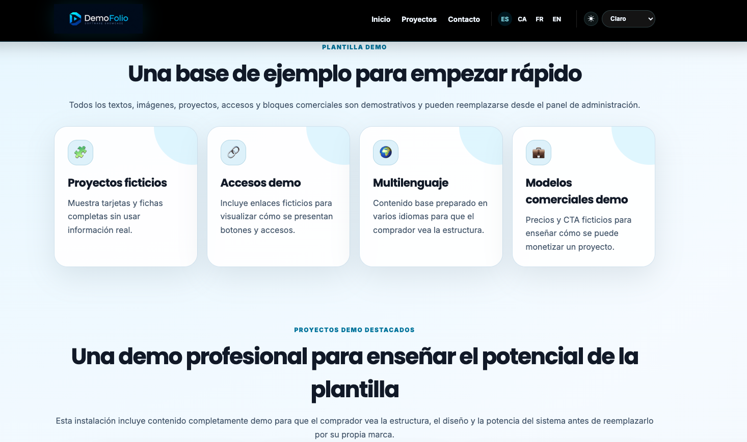Plantilla Web Portfolio Comercial de Sistemas Demo